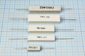Резистор постоянный мощный 6,2кОм, мощность 10, размер AXI 48,0x 9,5x 9,0, точность 5, серия WW, выводы 2L, тип SQP10