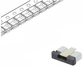 DS1020-09-04VBT1A-R, Разъем: FFC (FPC); горизонтальный; PIN: 4; ZIF; SMT; 500мА; луженые