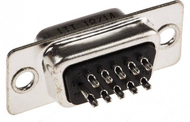 ZDEA-15S, ZD*A 15 Way Panel Mount D-sub Connector Socket, 2.29mm Pitch