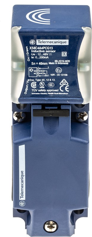 XS8C4A4PCG13, Inductive Block-Style Proximity Sensor, 40 mm Detection, PNP Output, 12 48 V dc, IP65