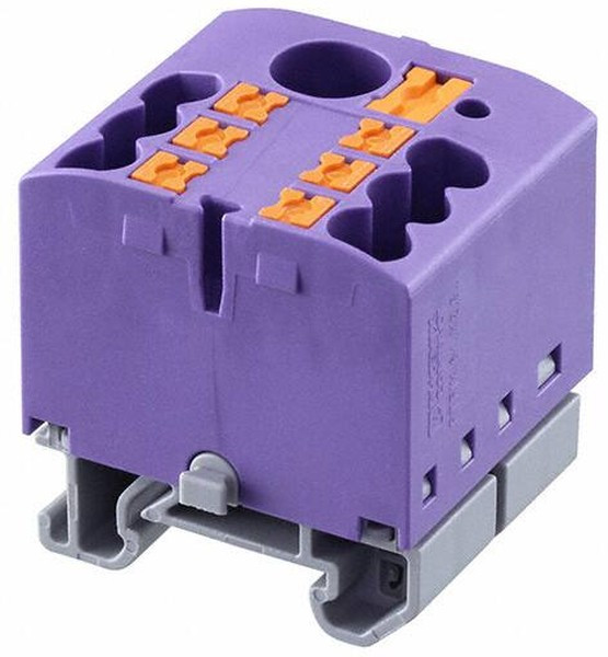 3274182, Conn Distribution Terminal Block 7 POS Spring Clamp DIN Rail/Panel Mount 41A