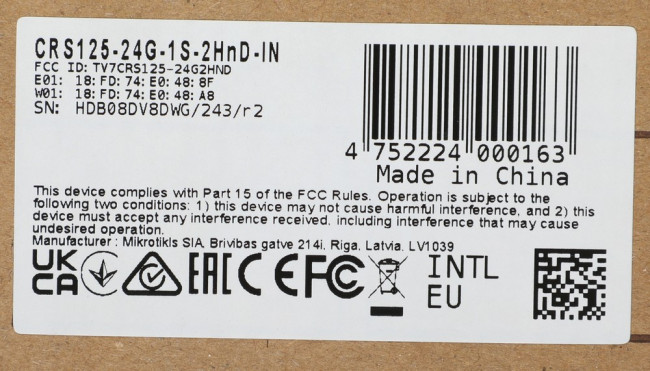 Коммутатор MikroTik CRS125-24G-1S-2HND-IN 24x1Гбит/с 1SFP управляемый Коммутатор MikroTik CRS125-24G-1S-2HND-IN 24x1Гбит/с 1SFP управляемый