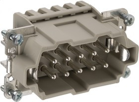 10400100, Heavy Duty Power Connector Insert, 16A, Male, H-BE Series, 10 Contacts