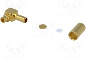 MMCX1112A13G550, Вилка, MMCX, "папа", угловой 90°, 50Ом, пайка, обжим, на провод