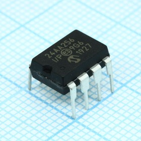 24AA256-I/P, EEPROM, AEC-Q100, 256 Кбит, 32К x 8бит, Serial I2C (2-Wire), 400 кГц, DIP, 8 вывод(-ов)