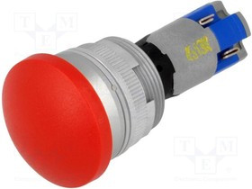 TH414119-R, Переключатель: кнопочный, Фикс.пол: 2, NC + NO, 22мм, Кнопка: гриб