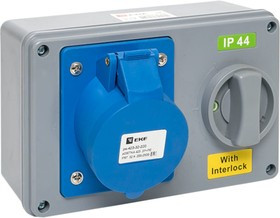 Розетка с блокировкой и выключателем 1423 2Р+РЕ 32А 220В IP44 ps-1423-32-220