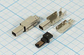 Разъем miniUSB вилка, тип B, контакты 4C, монтаж на кабель Разъем miniUSB вилка, тип B, контакты 4C, монтаж на кабель