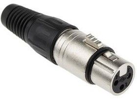458024, XLR Connector, Socket, Straight, Cable Mount, 3 Poles