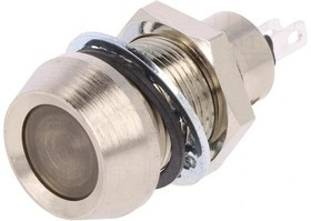 512-521-21, Индикат.лампа светодиод, вогнутый, 12ВDC, dотв 12,7мм, IP67