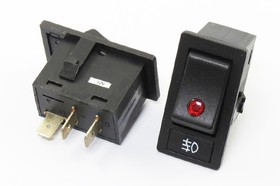 Переключатель автомобильный, контакты 3T, 20А, 12В, ON-OFF, подсветка IL светодиодная красная, R13-247BR