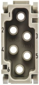 09140063001, Разъем: HAN, модуль, "папа", Han Modular E, PIN: 6, без контактов 09140063001, Разъем: HAN, модуль, "папа", Han Modular E, PIN: 6, без контактов