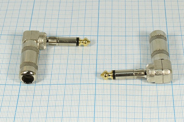 Штекер 6,3моно, 2C, на кабель, металл, угл хвост; №1507 штек 6,3моно\2C\каб\\мет\угл хвост