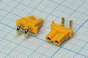 Разъем питания DC розетка , 2P2C, на плату, угловой, XT-30PW-F