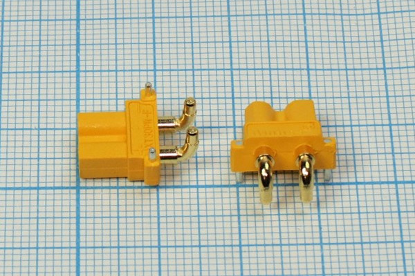 Разъем питания DC розетка , 2P2C, на плату, угловой, XT-30PW-F