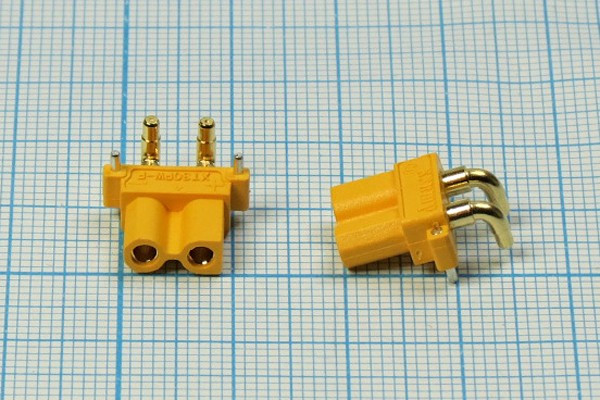 Разъем питания DC розетка , 2P2C, на плату, угловой, XT-30PW-F