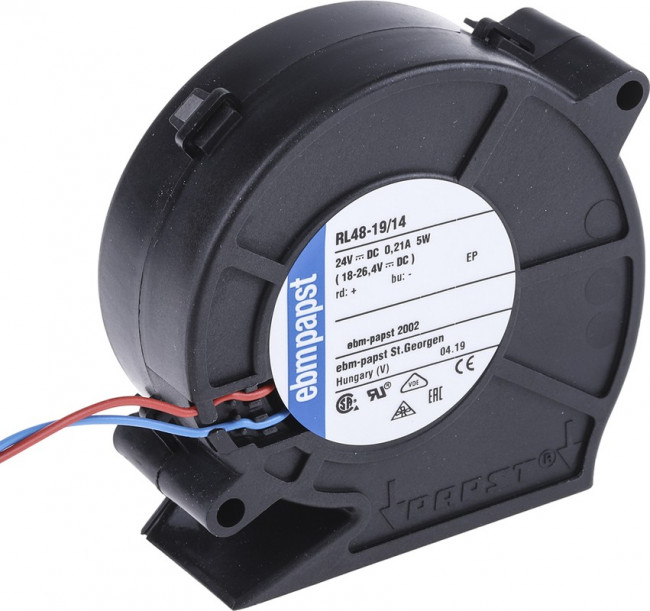 RL48-19/14, RL 48 Series Centrifugal Fan, 24 V dc, 28m³/h, DC Operation, 75.5 x 75.2 x 27mm