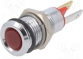 19010053, Индикат.лампа: LED; плоский; красный; 2ВDC; O8мм; металл