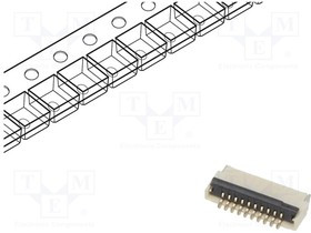 FFC2B28-10-G, FFC / FPC разъем, 0.5 мм, 10 контакт(-ов), Гнездо, FFC2B28 Series, Surface Mount Right Angle