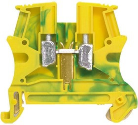 0 371 72, 371 Series Green/Yellow DIN Rail Terminal Block, 6mm², Single-Level, Screw Termination