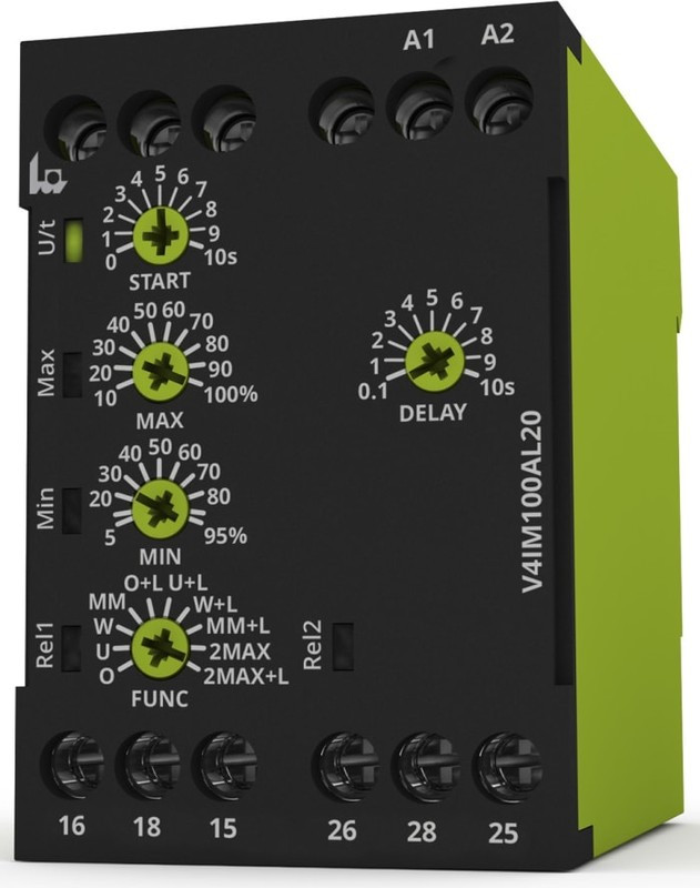 V4IM100AL20 24-240V AC/DC, Current Monitoring Relay, 1 Phase, DPDT, DIN Rail
