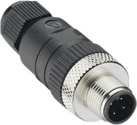 RND 205-01203, Circular Connector, M12, Plug, Straight, Poles - 8, Screw, Cable Mount