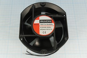 Вентилятор 172x150x51, напряжение 220В, ток 0,23А, мощность 35Вт, выводы 2L, подшипник скольжения, RQA172x150x50HSL