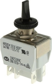 647NH/2, Toggle Switch, Panel Mount, (On)-Off-(On), DPDT, Tab Terminal