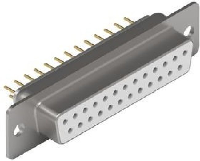 61802525123, D-Sub Connector, Socket, DB-25, PCB Pins, White