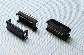 Разъем (IDC) DIP S-14 вилка, шаг P2.54x 7.62, контакты 14P, на шлейф, DIP S-14