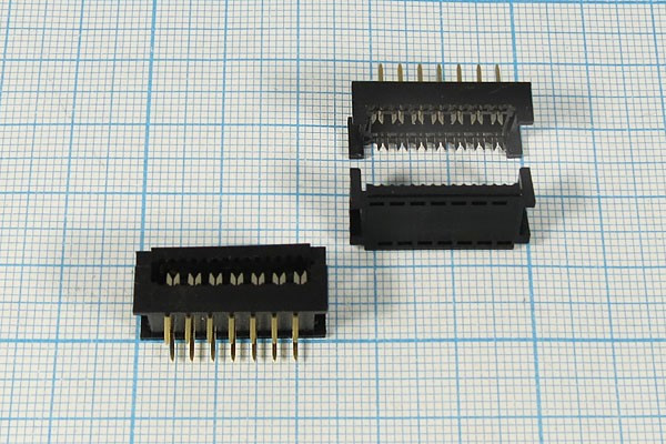 Разъем (IDC) DIP S-14 вилка, шаг P2.54x 7.62, контакты 14P, на шлейф, DIP S-14