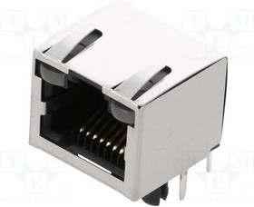 RJHSE538A, Гнездо, RJ45, Кат: 5, экранированный, с LED, Конф: 8p8c, THT