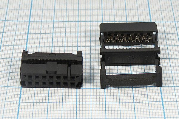 Гнездо IDC на 14 контактов, шаг 2.54x2.54мм, на шлейф; №1902 гн IDC\P2,54x2,54\ 14HP\шлейф\\IDC-14F Гнездо IDC на 14 контактов, шаг 2.54x2.54мм, на шлейф; №1902 гн IDC\P2,54x2,54\ 14HP\шлейф\\IDC-14F