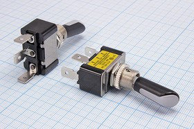 Выключатель рычажный, 12В, 20А, ON-OFF, d12,2, с подсветкой зеленой OFF/красный ON, 3T, R13-4; №10675 ПРыч\ 12В\20А\ON-OFF\ d12,2\ILзелOFF/к