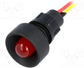 LKS12-24-R, Индикат.лампа: LED, вогнутый, 12-24ВDC, 12-24ВAC, Отв: d13мм, IP20