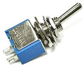 MTS-101 on-off, Микротумблер MTS-101, ON-OFF, SPST, 3 А, 250 В, 20 мОм, установочное отверстие 6 мм, 2 контакта