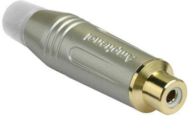ACJR-SWH, Вилка; RCA; "мама"; прямой; пайка; серый; позолота; на провод; 3-7мм