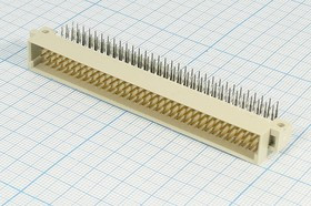 Прямоугольный соединитель штекер DIN41612, шаг P2,54мм, 96P[A+B+C], полный, угловой, D33-96MR1DL; №10073 штек ПрС DIN41612\P2,54\ 96P[A+B+C]