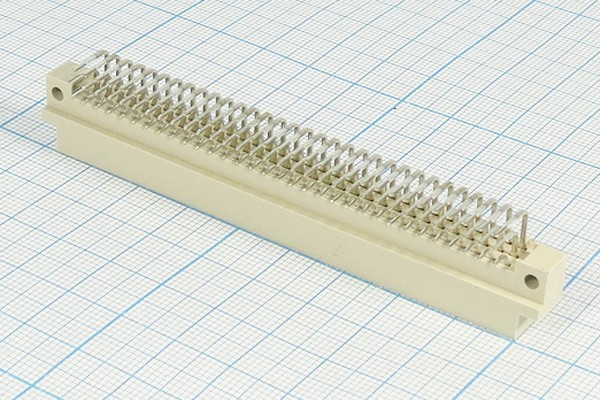 Прямоугольный соединитель штекер DIN41612, шаг P2,54мм, 96P[A+B+C], полный, угловой, D33-96MR1DL; №10073 штек ПрС DIN41612\P2,54\ 96P[A+B+C]