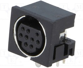 MDC-209, Гнездо, DIN mini, "мама", PIN: 9, THT, угловой 90°