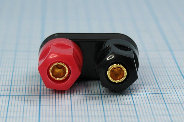 Клемма приборная, 43x35 d6/5x2мм, 1красный/1черный, отверстие 4,0/4,0мм