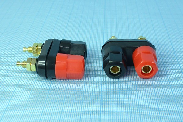 Клемма приборная, 43x35 d6/5x2мм, 1красный/1черный, отверстие 4,0/4,0мм