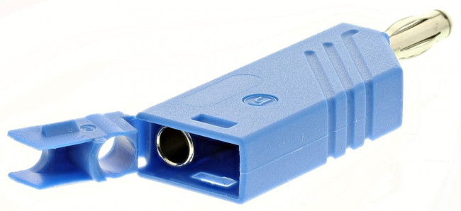 934100102, Blue Male Banana Plug, 4 mm Connector, Screw Termination, 24A, 60V dc, Nickel Plating