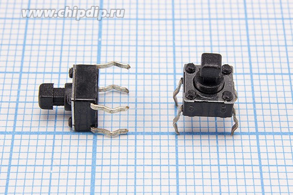 Переключатель тактовый, 6x6x7.3мм, NO, 4 вывода, TC-2401; №860 ПКнТакт 6 x 6x 7,3\h \\NO\\4PF\TC-2401\
