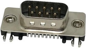 190-009-163R001, D-Sub Standard Connectors 9P Male SMT R/A bdlk 4-40 insert