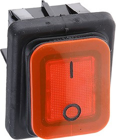 B4MASK48X1R11002, Illuminated DPST, On-None-Off Rocker Switch Panel Mount