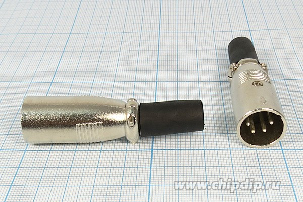 Штекер питания XLR на кабель, четыре контакта; №9485 штек мик XLR\4P\каб\\\MC909-4P