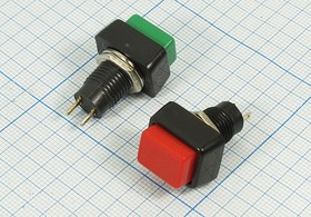 Включатель кнопочный без фиксации (SPST), OFF-(ON) красного цвета, 220В/2А; №2867 R ПКн\250\ 2,0\(SPST)\d10\ чер\кр\\2C\PBS-22B\