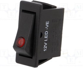 AE-C5503PLLAA, ROCKER; SPST; Pos: 2; ON-OFF; 12A/250VAC; black; LED; 12V; Body: black