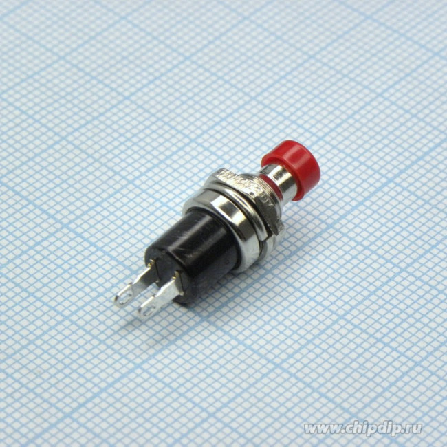 DS PBS-10 БФ кр кругл, (на замык.), кнопка без фиксации, нормально разомкнутый контакт